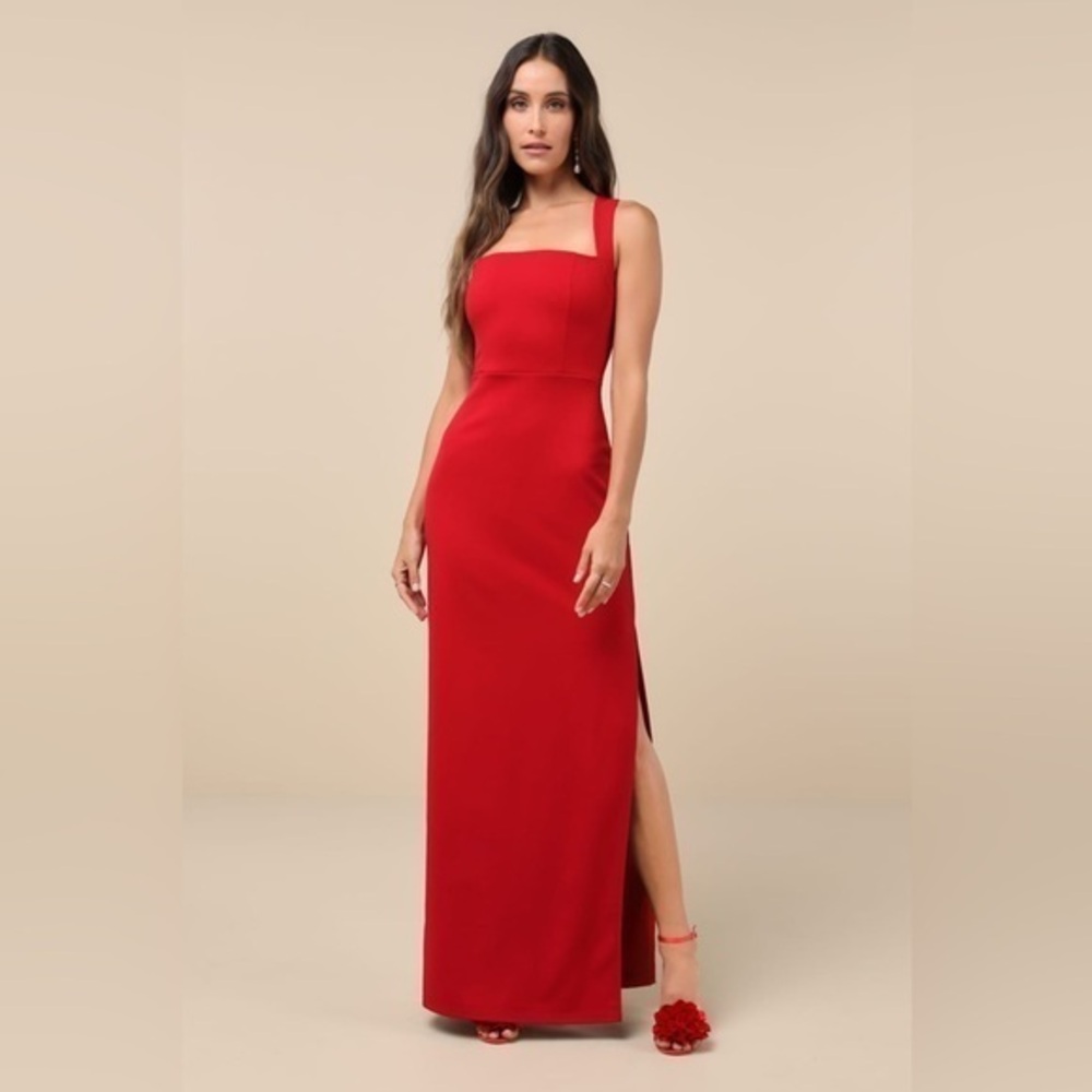 LULU’S GLAMOROUS DEDICATION SLEEVELESS COLUMN MAXI DRESS